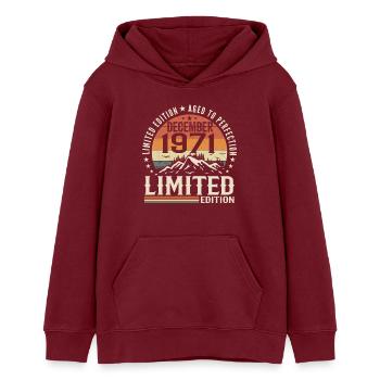Dezember 1971 - Teenager Organic Hoodie Mini Cruiser von Stanley/Stella - Burgunderrot - Vorne - AI Model Teenager Male dark (155cm)