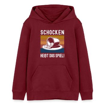 Schocken is the name of the game! Dice Puzzle Jule - Teens Organic Hoodie by Stanley/Stella - burgundy - Front - AI Model Teenager Male dark (155cm)