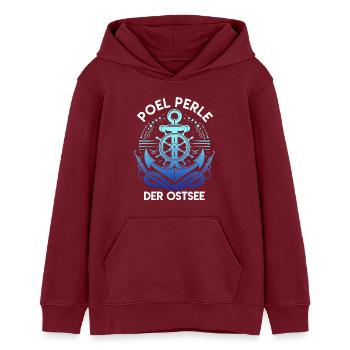 Vacances Mer Baltique POEL PERLE DE LA MER BALTIQUE Drôle - Sweat à capuche ado bio Stanley/Stella - bordeaux - Devant - AI Model Teenager Male dark (155cm)