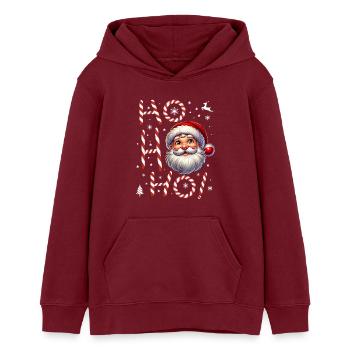 HoHoHo Weihnachtsmann Santa Claus - Teens Organic Hoodie by Stanley/Stella - burgundy - Front - AI Model Teenager Male dark (155cm)