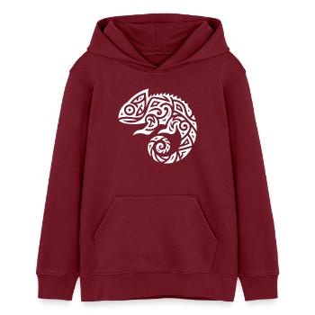 Déguisement de tatouage caméléon - Sweat à capuche ado bio Stanley/Stella - bordeaux - Devant - AI Model Teenager Male dark (155cm)
