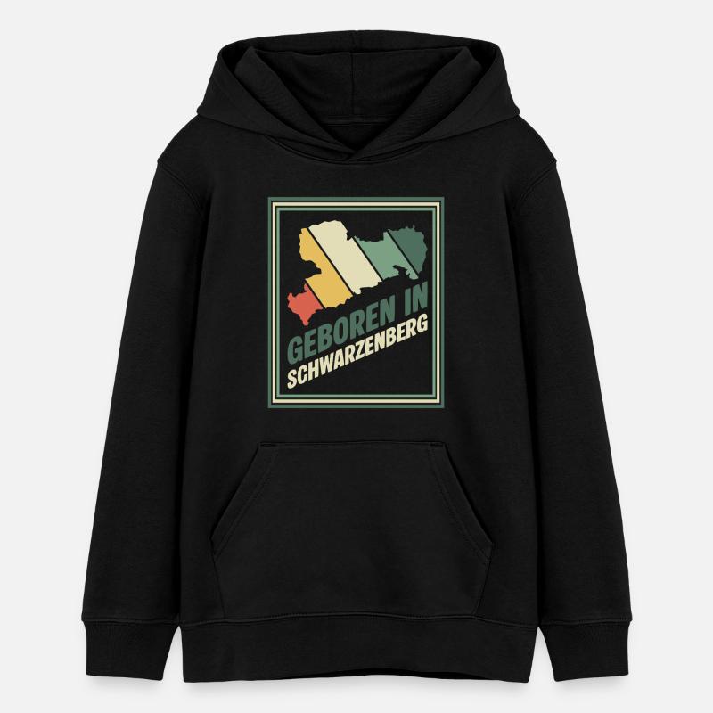 Né à Schwarzenberg - Sweat à capuche ado bio Stanley/Stella - noir