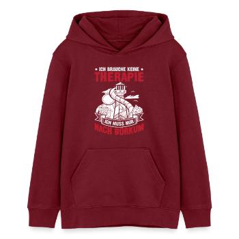 vacances en mer du Nord BESOIN DE PAS DE THÉRAPIE DOIT ÊTRE APRÈS - Sweat à capuche ado bio Stanley/Stella - bordeaux - Devant - AI Model Teenager Male dark (155cm)