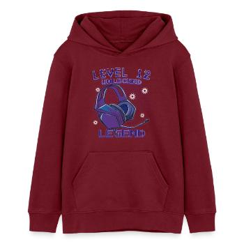 Level12 Unlocked Legende – Gaming Kopfhörer - Teenager Organic Hoodie Mini Cruiser von Stanley/Stella - Burgunderrot - Vorne - AI Model Teenager Male dark (155cm)