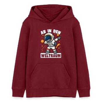 Astronauts Children - Teens Organic Hoodie by Stanley/Stella - burgundy - Front - AI Model Teenager Male dark (155cm)