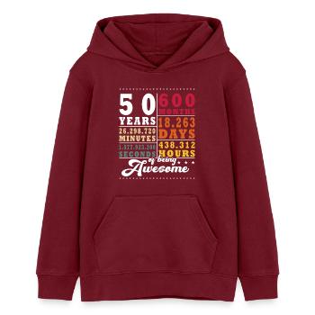 50e anniversaire Quarante-cinquième anniversaire - Sweat à capuche ado bio Stanley/Stella - bordeaux - Devant - AI Model Teenager Male dark (155cm)