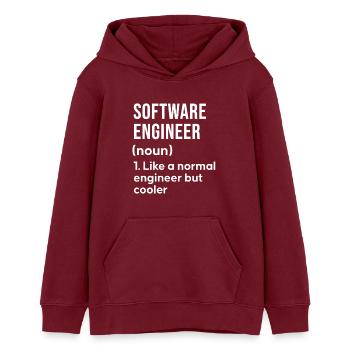 Software Engineer Saying Shirt - Teens Organic Hoodie by Stanley/Stella - burgundy - Front - AI Model Teenager Male dark (155cm)