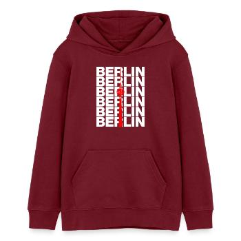 BERLIN TV TOWER, ALEX LANDMARK DIT IS BERLIN - Teens Organic Hoodie by Stanley/Stella - burgundy - Front - AI Model Teenager Male dark (155cm)
