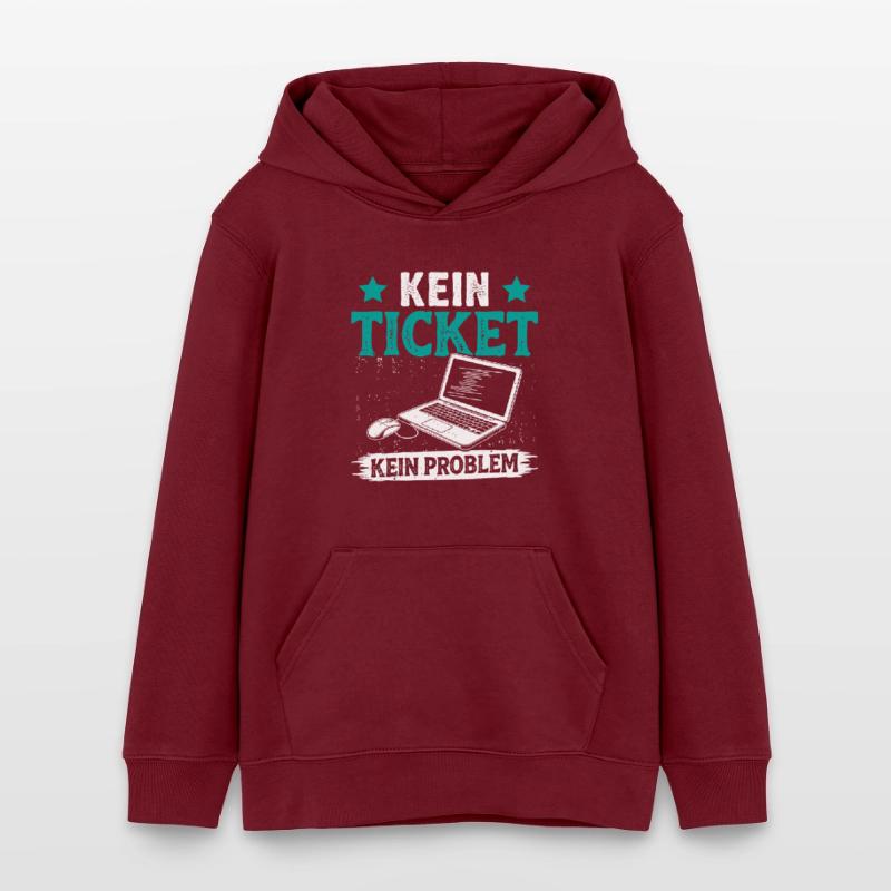Ordinateur de nerd PAS DE TICKET PAS DE PROBLÈME DRÔLE Sweat à capuche ado bio Stanley/Stella