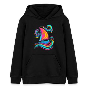 Segelboot - Teenager Organic Hoodie Mini Cruiser von Stanley/Stella - Schwarz - Vorne - AI Model Teenager Male light (155cm)