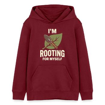I'm Rooting For Myself Motivation Design - Teens Organic Hoodie by Stanley/Stella - burgundy - Front - AI Model Teenager Male dark (155cm)