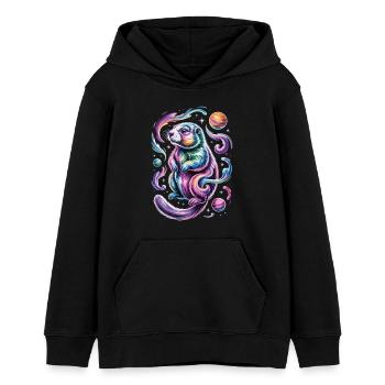 Otter Weltraum Shirt – Planet und Sterne - Teenager Organic Hoodie Mini Cruiser von Stanley/Stella - Schwarz - Vorne - AI Model Teenager Male light (155cm)