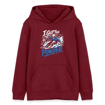 Ski à propulsion | J’ai la poudre | Neige poudreuse - Sweat à capuche ado bio Stanley/Stella - bordeaux - Devant - AI Model Teenager Male dark (155cm)