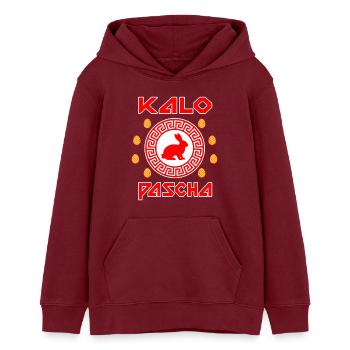 Kalo Pascha grec Grèce de Pâques - Sweat à capuche ado bio Stanley/Stella - bordeaux - Devant - AI Model Teenager Male dark (155cm)
