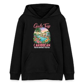 Voyage entre filles dans les Caraïbes - Sweat à capuche ado bio Stanley/Stella - noir - Devant - AI Model Teenager Male light (155cm)