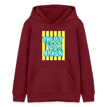 Faites confiance à votre cerveau - Sweat à capuche ado bio Stanley/Stella - bordeaux - Devant - AI Model Teenager Male dark (155cm)