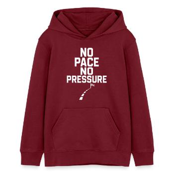 No Pace No Pressure - Teens Organic Hoodie by Stanley/Stella - burgundy - Front - AI Model Teenager Male dark (155cm)