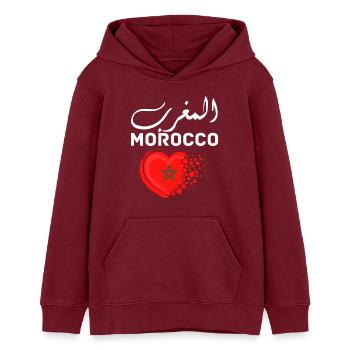Morocco Graphic Funny Morocco Nation Flag Morocco - Sweat à capuche ado bio Stanley/Stella - bordeaux - Devant - AI Model Teenager Male dark (155cm)