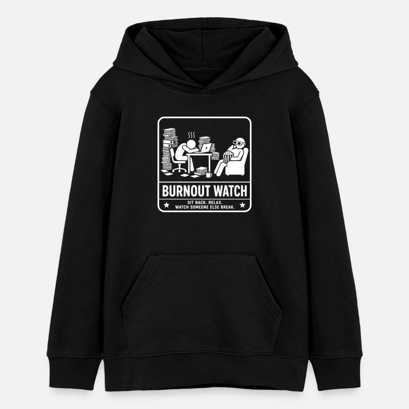 Surveillance Burnout : reposez-vous au lieu du stress - Sweat à capuche ado bio Stanley/Stella - noir