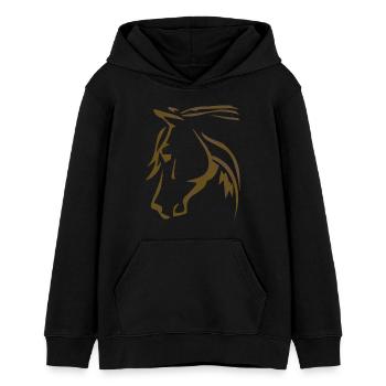 Cheval brun - Tête de cheval - Cavalier - Équitation - Sweat à capuche ado bio Stanley/Stella - noir - Devant - AI Model Teenager Male light (155cm)