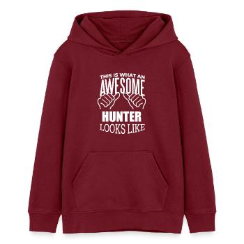 Jäger - Teenager Organic Hoodie Mini Cruiser von Stanley/Stella - Burgunderrot - Vorne - AI Model Teenager Male dark (155cm)