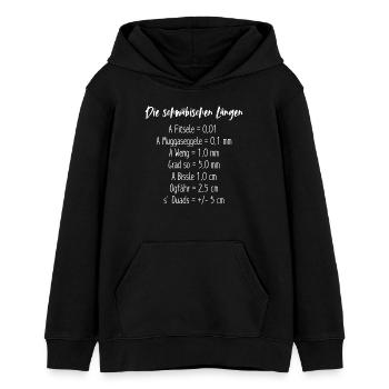 Schwäbische Längen Messkunst im Dialekt - Teenager Organic Hoodie Mini Cruiser von Stanley/Stella - Schwarz - Vorne - AI Model Teenager Male light (155cm)
