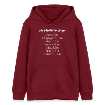 Schwäbische Längen Messkunst im Dialekt - Teenager Organic Hoodie Mini Cruiser von Stanley/Stella - Burgunderrot - Vorne - AI Model Teenager Male dark (155cm)
