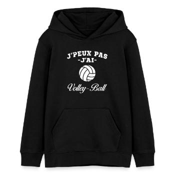 Je Peux Pas J'ai Volley Ball - Sweat à capuche ado bio Stanley/Stella - noir - Devant - AI Model Teenager Male light (155cm)
