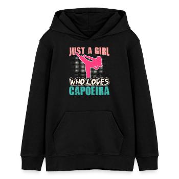 Juste une fille qui aime la capoeira - Sweat à capuche ado bio Stanley/Stella - noir - Devant - AI Model Teenager Male light (155cm)