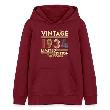 Vinatge 1934 Geburtstagsgeschenk - Teenager Organic Hoodie Mini Cruiser von Stanley/Stella - Burgunderrot - Vorne - AI Model Teenager Male dark (155cm)