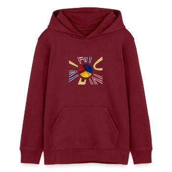 Rumänien Flagge Bukarest - Teenager Organic Hoodie Mini Cruiser von Stanley/Stella - Burgunderrot - Vorne - AI Model Teenager Male dark (155cm)