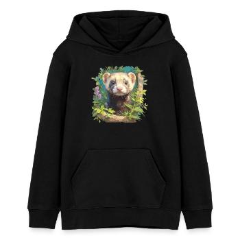 Ferret Frettchen - Teenager Organic Hoodie Mini Cruiser von Stanley/Stella - Schwarz - Vorne - AI Model Teenager Male light (155cm)