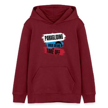 Paragliding – Where Dreams Take Off - Teens Organic Hoodie by Stanley/Stella - burgundy - Front - AI Model Teenager Male dark (155cm)