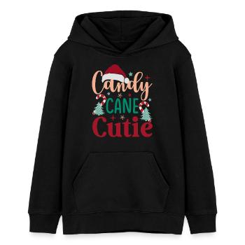 Candy Cane Cutie | Christmas atmosphere - Teens Organic Hoodie by Stanley/Stella - black - Front - AI Model Teenager Male light (155cm)