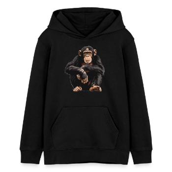 Chimpanzee Schimpansen Schimpanse - Teenager Organic Hoodie Mini Cruiser von Stanley/Stella - Schwarz - Vorne - AI Model Teenager Male light (155cm)