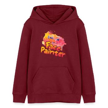 Funny Face Painter - Teens Organic Hoodie by Stanley/Stella - burgundy - Front - AI Model Teenager Male dark (155cm)