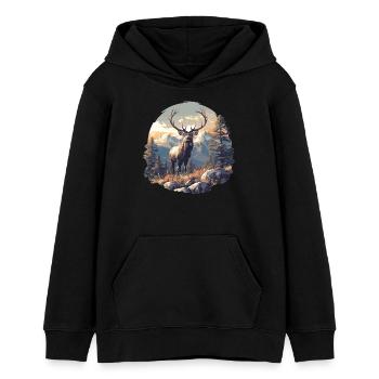 Hirsche Hirsch - Teenager Organic Hoodie Mini Cruiser von Stanley/Stella - Schwarz - Vorne - AI Model Teenager Male light (155cm)