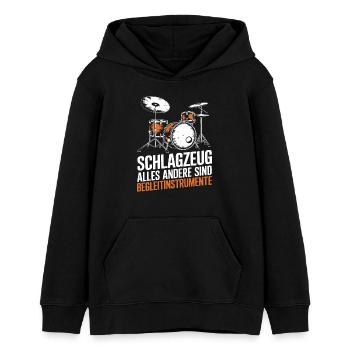 Schlagzeuger Drummer Schlagzeug Schlagzeugspieler - Teenager Organic Hoodie Mini Cruiser von Stanley/Stella - Schwarz - Vorne - AI Model Teenager Male light (155cm)