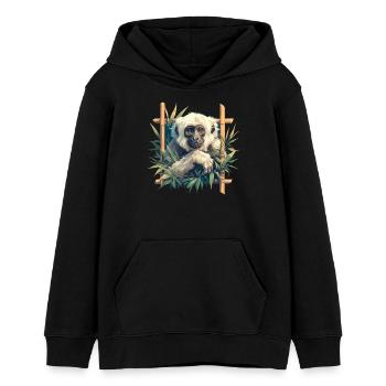 Gibbons Gibbon - Teenager Organic Hoodie Mini Cruiser von Stanley/Stella - Schwarz - Vorne - AI Model Teenager Male light (155cm)