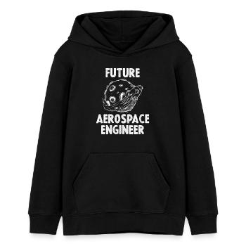 Futur ingénieur aérospatial - Sweat à capuche ado bio Stanley/Stella - noir - Devant - AI Model Teenager Male light (155cm)