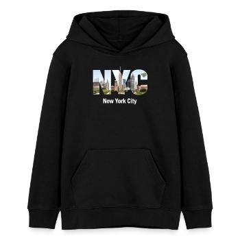 New York – Horizon de New York New York - Sweat à capuche ado bio Stanley/Stella - noir - Devant - AI Model Teenager Male light (155cm)