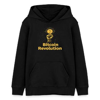 Révolution Bitcoin - Sweat à capuche ado bio Stanley/Stella - noir - Devant - AI Model Teenager Male light (155cm)