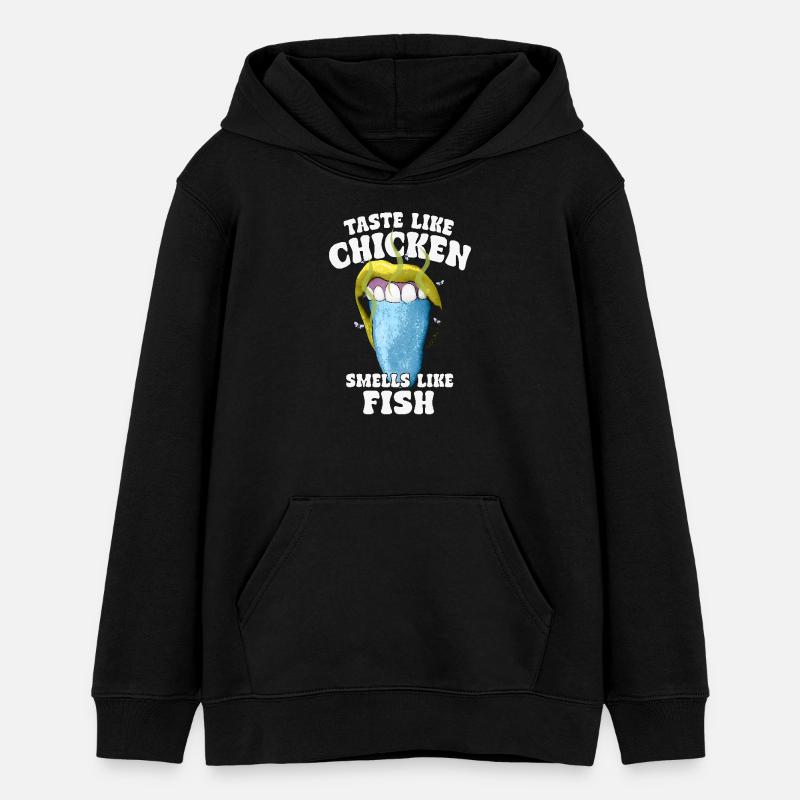 Le goût du poulet sent le poisson Humour Spruch - Sweat à capuche ado bio Stanley/Stella - noir