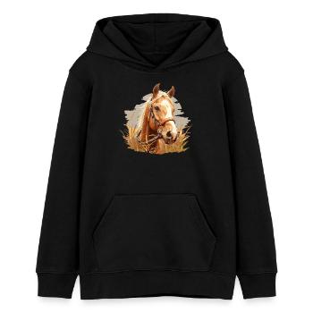 Pferde Pferd - Teenager Organic Hoodie Mini Cruiser von Stanley/Stella - Schwarz - Vorne - AI Model Teenager Male light (155cm)