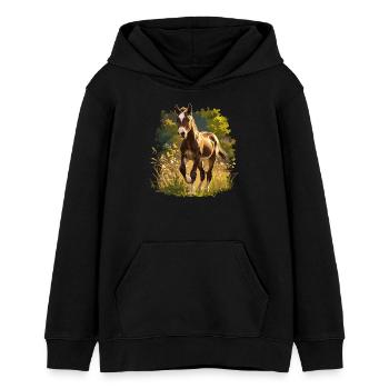 Chevaux Cheval - Sweat à capuche ado bio Stanley/Stella - noir - Devant - AI Model Teenager Male light (155cm)