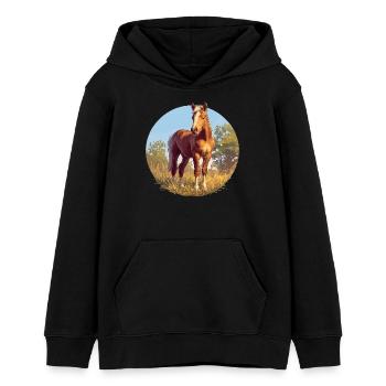 Chevaux Cheval - Sweat à capuche ado bio Stanley/Stella - noir - Devant - AI Model Teenager Male light (155cm)