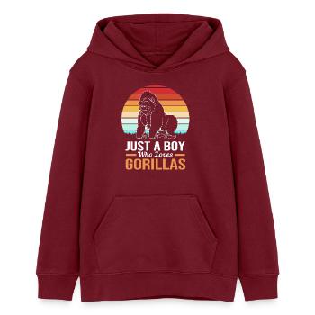 Gorilla - Teenager Organic Hoodie Mini Cruiser von Stanley/Stella - Burgunderrot - Vorne - AI Model Teenager Male dark (155cm)