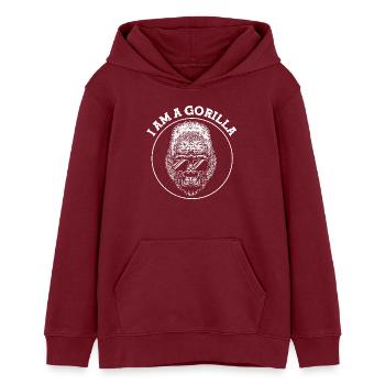 Gorilla - Tiener hoodie biologisch Stanley/Stella - bourgognerood - Voor - AI Model Teenager Male dark (155cm)