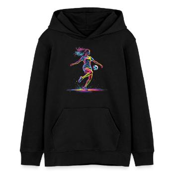 Fußball Fußballerin, bunt, Fussballspielerin Frau - Teenager Organic Hoodie Mini Cruiser von Stanley/Stella - Schwarz - Vorne - AI Model Teenager Male light (155cm)