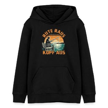 Angeln Angler Fischer Fischen Angel Spruch - Teenager Organic Hoodie Mini Cruiser von Stanley/Stella - Schwarz - Vorne - AI Model Teenager Male light (155cm)